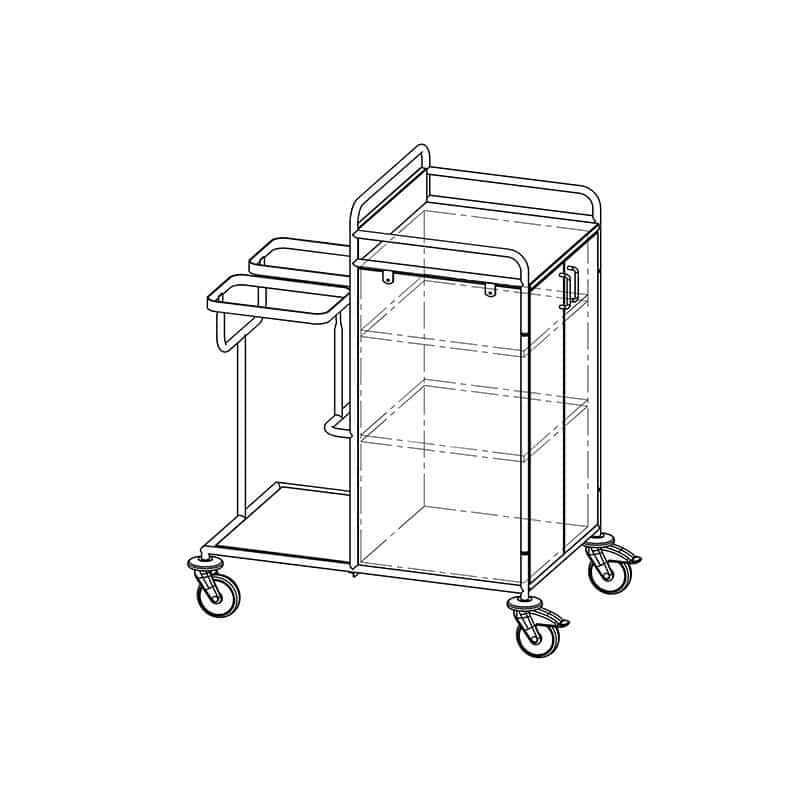 Etagewagen met hoge kast en 2 deuren