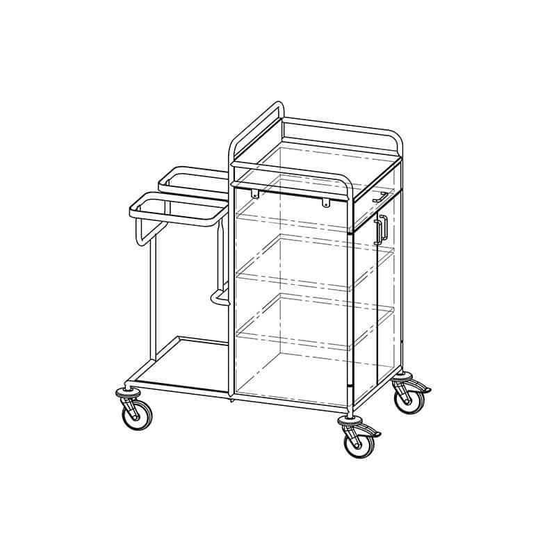 Etagewagen met hoge kast, lade en 2 deuren
