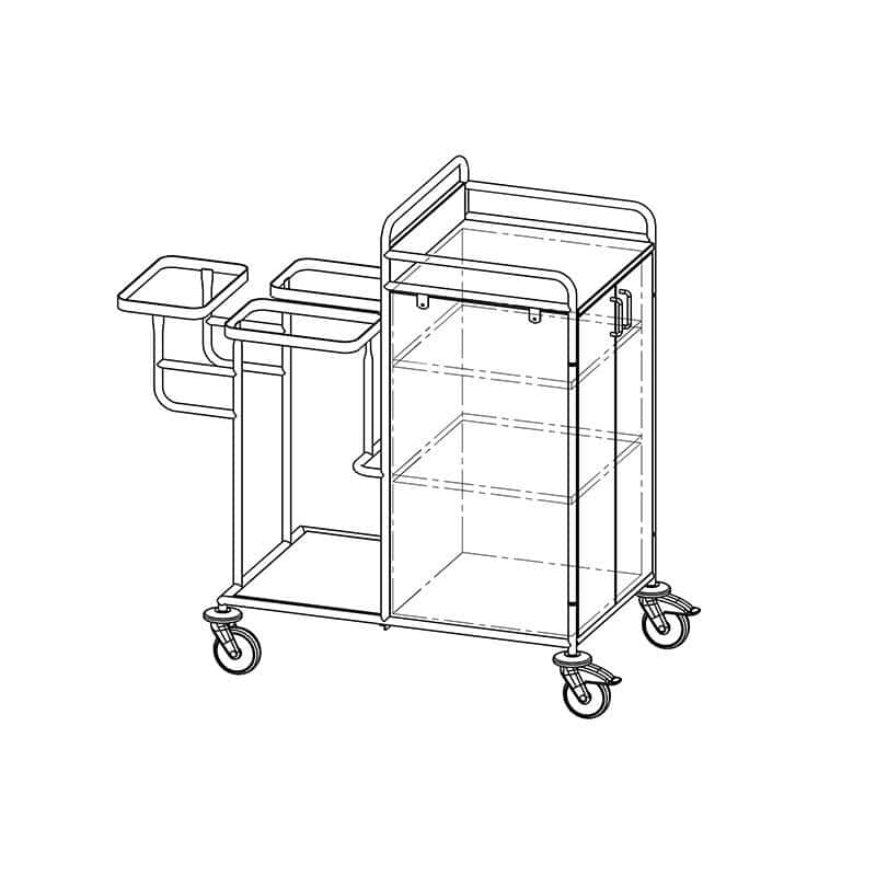 Etagewagen met hoge kast en 2 deuren