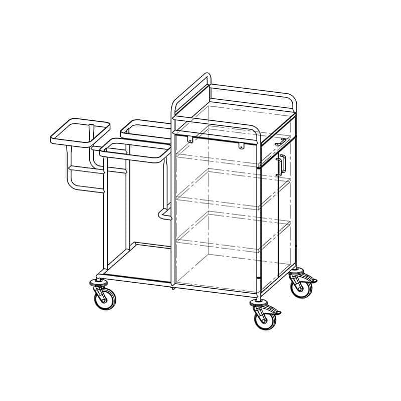 Etagewagen met hoge kast, lade en 2 deuren