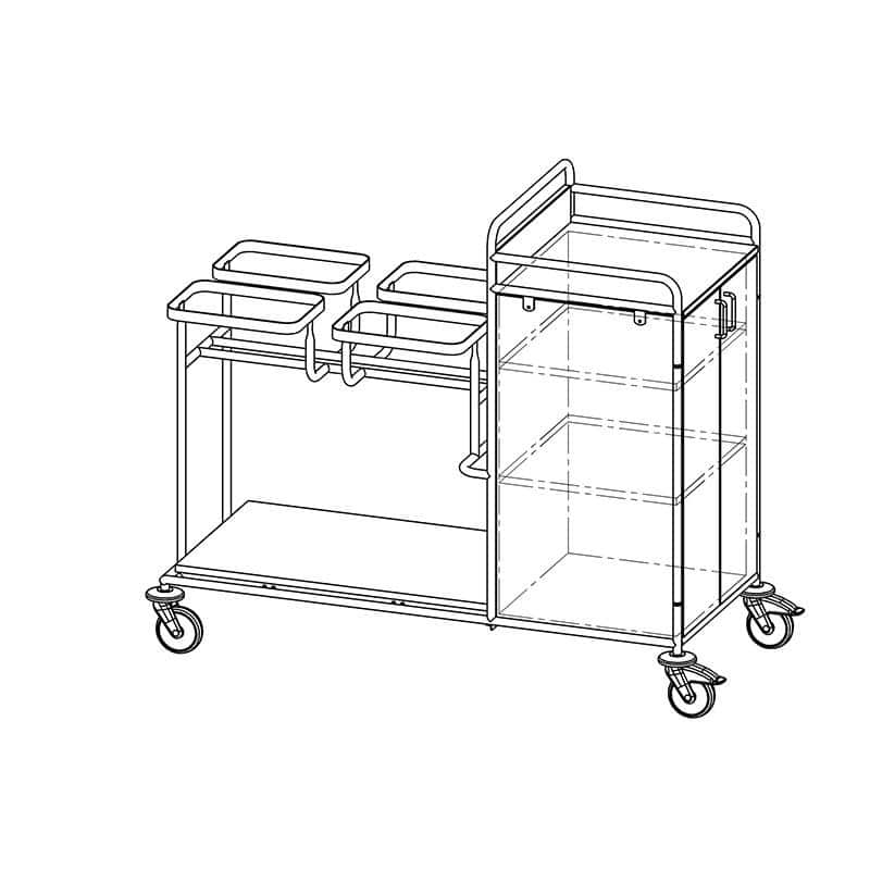 Etagewagen met hoge kast en 2 deuren