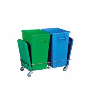 Verrijdbaar RVS onderstel voor twee 50 Liter containers